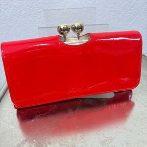 Ted Baker Red Patent Leather Clutch Womens Wallet